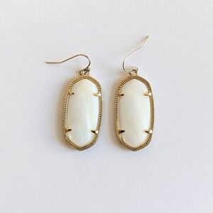 Kendra Scott Elle Gold Wrapped White Opal Opaque Drop Dangle Earrings